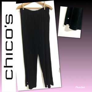 NWT CHICO’S Darcy Black Velvet Pants Size 2